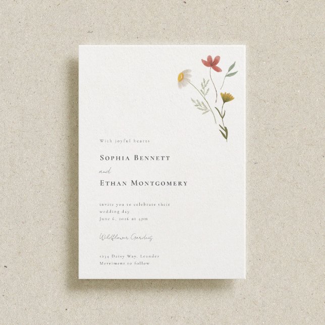 Leander Rustic Wildflower Boho Floral Wedding Invitation (Creator Uploaded)