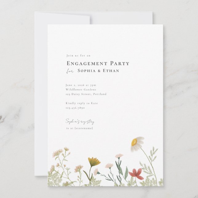 Leander Wildflower Engagement Party Invitation (Front)