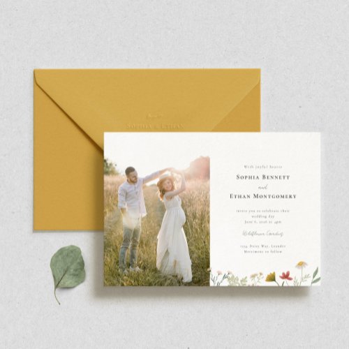 Leander Wildflower Photo Wedding Invitation