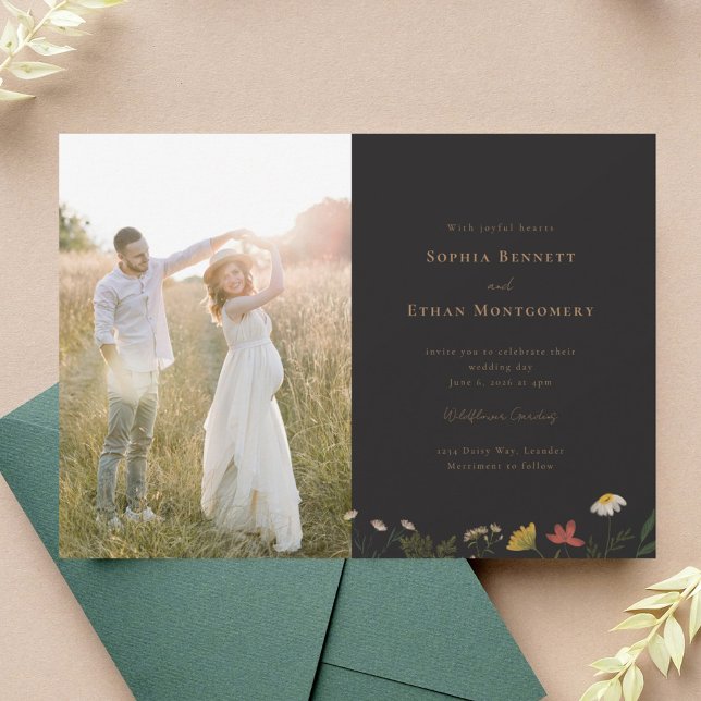 Leander Wildflower Photo Wedding Invitation (Creator Uploaded)