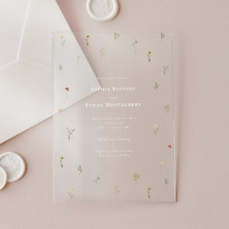 Leander Wildflower Wedding Acrylic Invitations