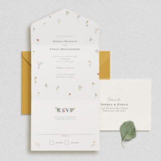 Leander Wildflower Wedding All In One Invitation