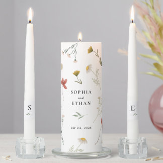 Leander Wildflower Wedding Ceremony Unity Candle Set