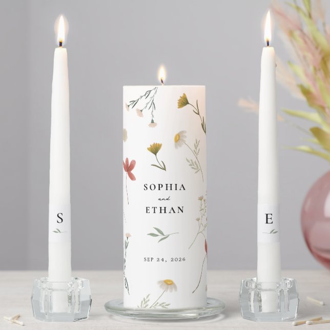 Leander Wildflower Wedding Ceremony Unity Candle Set (In Situ)