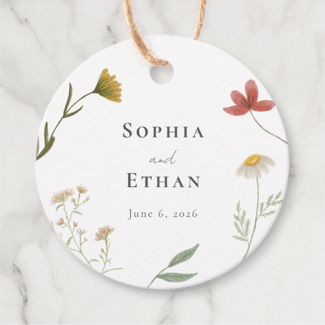 Leander Wildflower Wedding Favor Tags (Front)