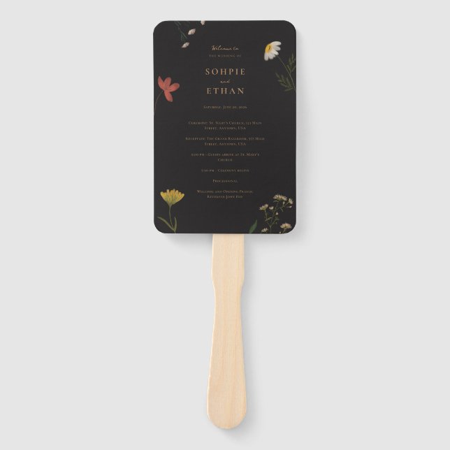 Leander Wildflower Wedding Hand Fan (Front)