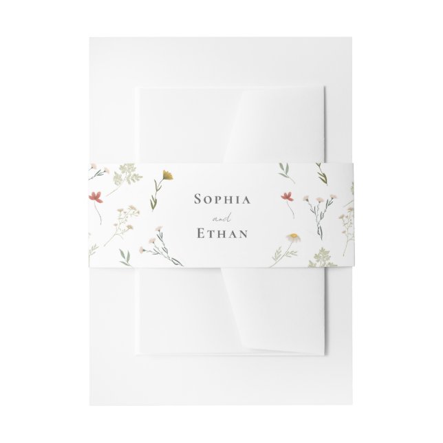 Leander Wildflower Wedding Invitation Belly Band (Front Example)