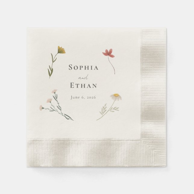Leander Wildflower Wedding Napkins (Front)
