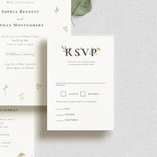 Leander Wildflower Wedding RSVP Card