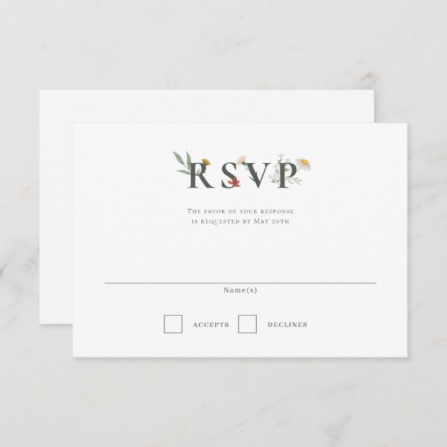 Leander Wildflower Wedding RSVP Card (Front/Back)