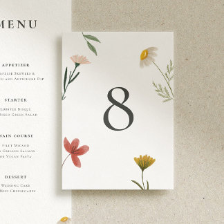 Leander Wildflower Wedding Table Number