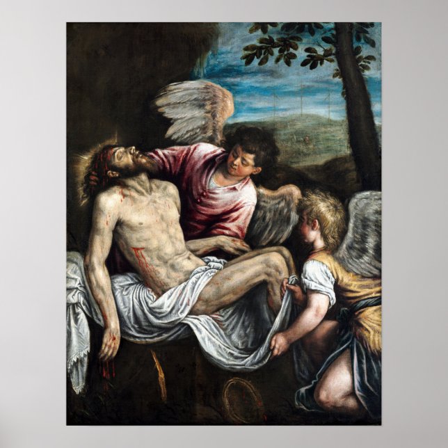 Leandro Bassano The Dead Christ with Angels Poster (Front)