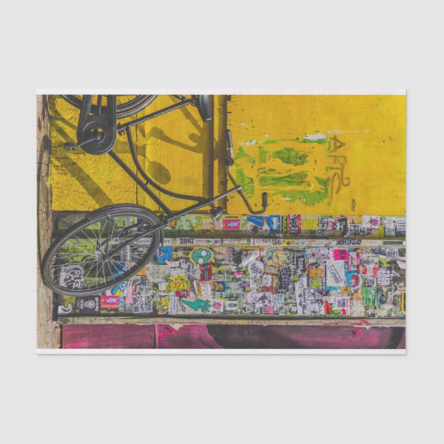 leaning bicycle pop art tissue paper (Front)