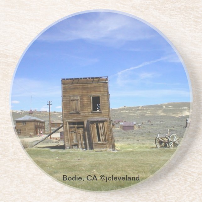 Leaning Building in Ghost Town Bodie, CA Drink Coaster (Front)