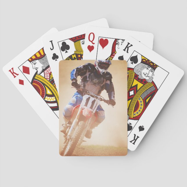 Leaning Dirtbike Racer Poker Cards (Back)