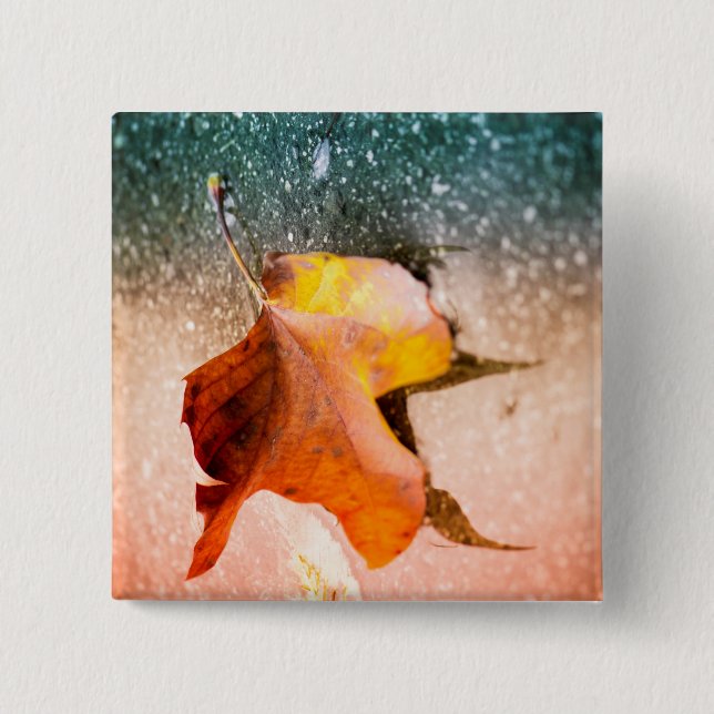 Leaning leaf pinback button (Front)