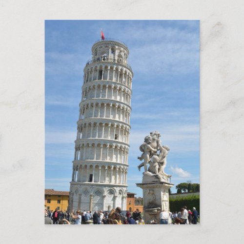 Leaning tower and La Fontana dei Putti Statue Pis Postcard
