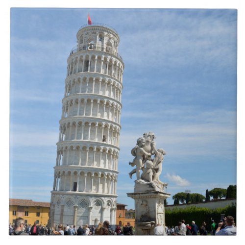 Leaning tower and La Fontana dei Putti Statue Tile