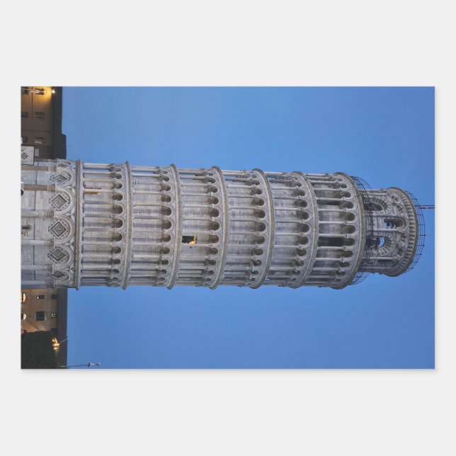 Leaning Tower at Dusk Wrapping Paper Sheets (Front)