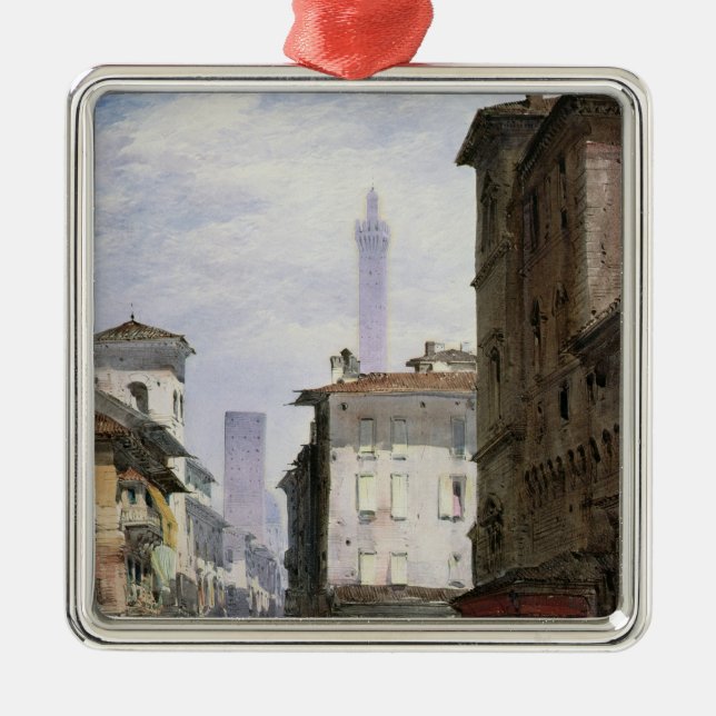 Leaning Tower, Bologna Metal Ornament (Front)