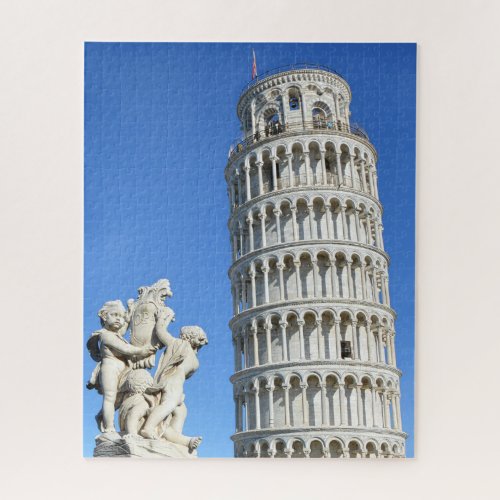 Leaning tower of Pisa and Putti Fountain statue Jigsaw Puzzle