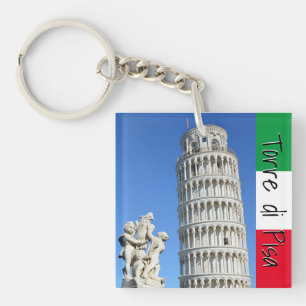 Leaning tower of Pisa and Putti Fountain statue Keychain