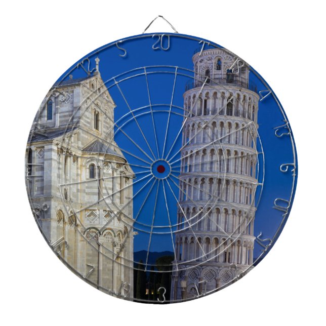 Leaning Tower of Pisa at night Dartboard With Darts (Front)