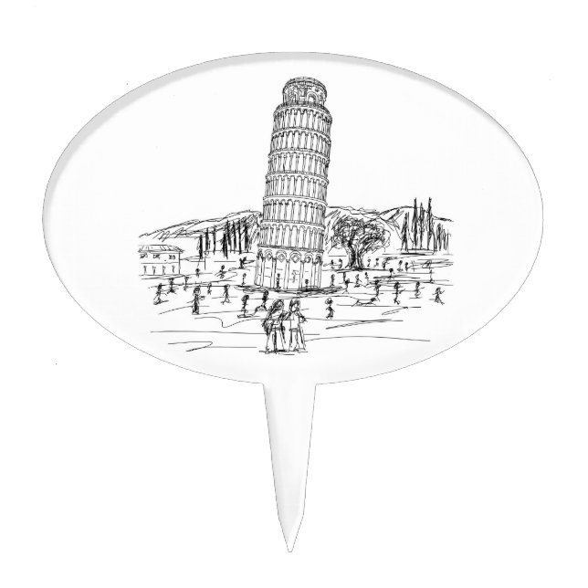 leaning tower of pisa cake topper (Front)