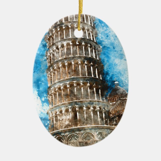 Leaning Tower of Pisa in Italy Ceramic Ornament (Front)