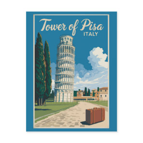 Leaning Tower of Pisa Italy Travel Art Vintage Postcard