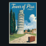 Leaning Tower of Pisa Italy Travel Art Vintage Poster<br><div class="desc">Tower of Pisa in a vector art style. The Leaning Tower of Pisa,  or simply the Tower of Pisa,  is the campanile,  or freestanding bell tower,  of Pisa Cathedral.</div>