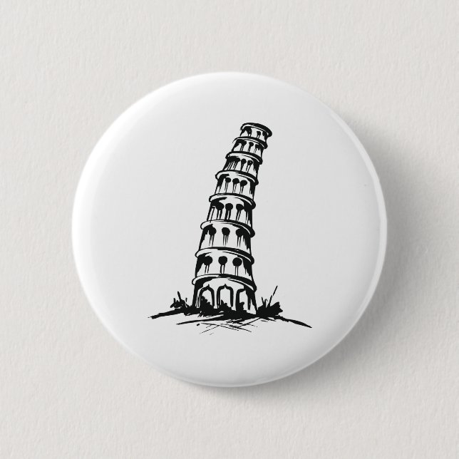 Leaning Tower Of Pisa Pinback Button (Front)