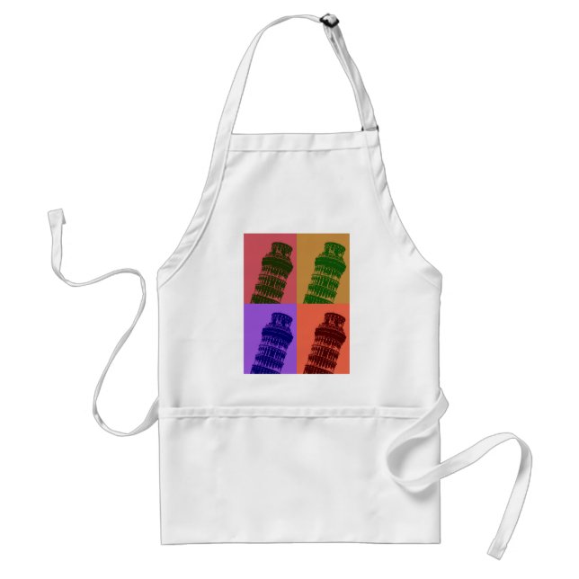 Leaning Tower of Pisa Pop Art Adult Apron (Front)