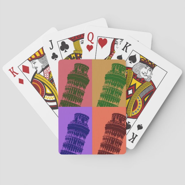 Leaning Tower of Pisa Pop Art Poker Cards (Back)