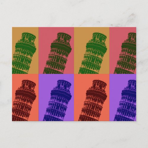 Leaning Tower of Pisa Pop Art Postcard