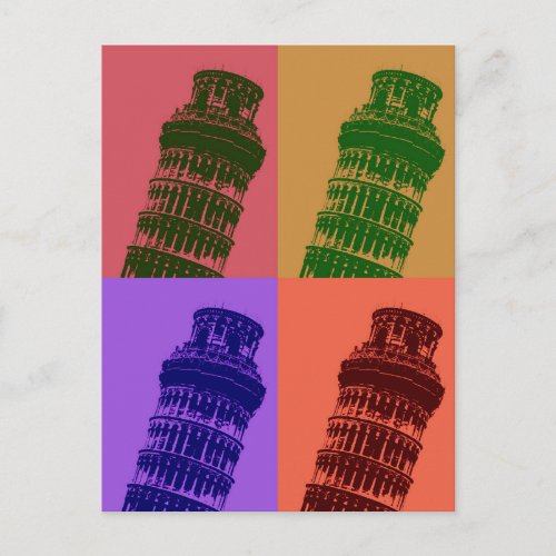 Leaning Tower of Pisa Pop Art Postcard