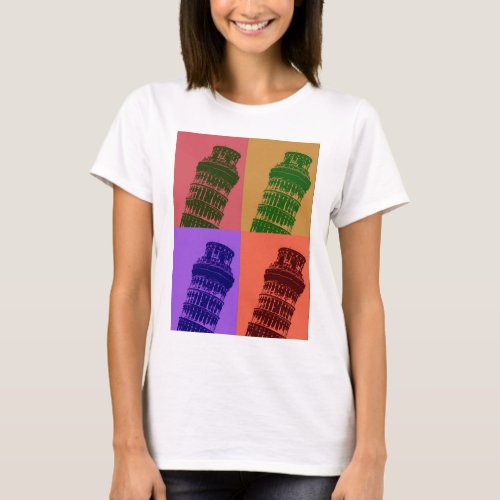 Leaning Tower of Pisa Pop Art T_Shirt