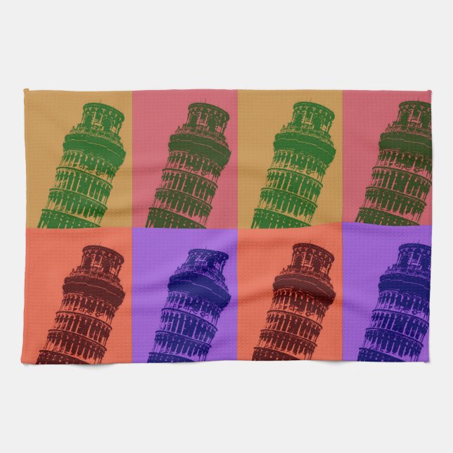 Leaning Tower of Pisa Pop Art Towel (Horizontal)