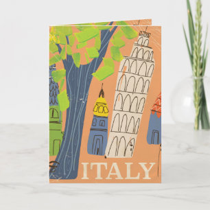 Leaning tower of Pisa vintage travel poster Holiday Card