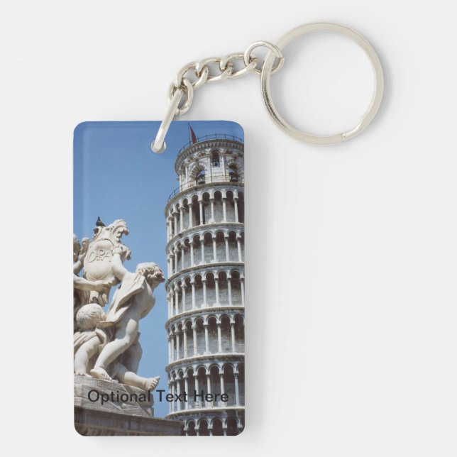 Leaning Tower of Pisa with Cherub Statue Keychain (Back)