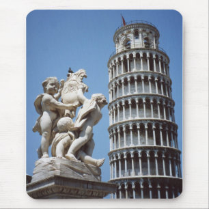 Leaning Tower of Pisa with Cherub Statue Mouse Pad