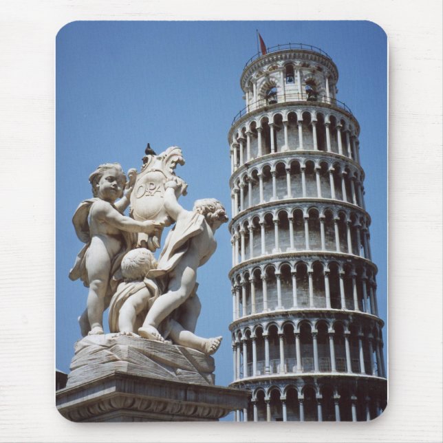 Leaning Tower of Pisa with Cherub Statue Mouse Pad (Front)
