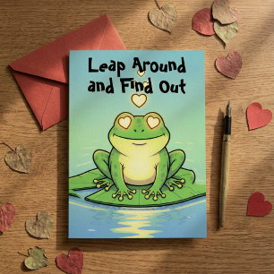 Leap Around & Find Out Funny Frog Pun Valentine's  Holiday Card