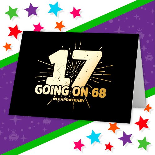 Leap Day Birthday Party 68th Birthday Leap Year Foil Greeting Card