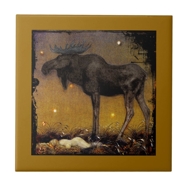 Leap Elk Princess Cotton Asleep Ceramic Tile (Front)