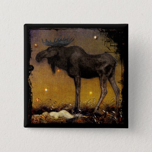 Leap Elk Princess Cotton Asleep Pinback Button