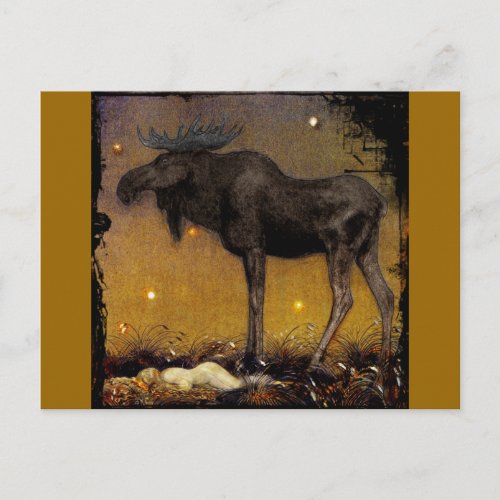 Leap Elk Princess Cotton Asleep Postcard