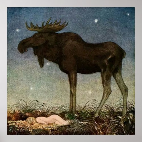 Leap Finds the Sleeping Princess by John Bauer Poster