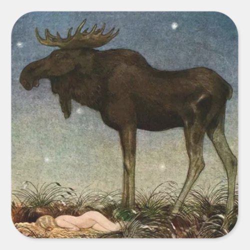 âœLeap Finds the Sleeping Princessâ by John Bauer Square Sticker