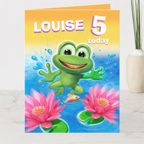 Leap Frog 5 yrs birthday card customisable age